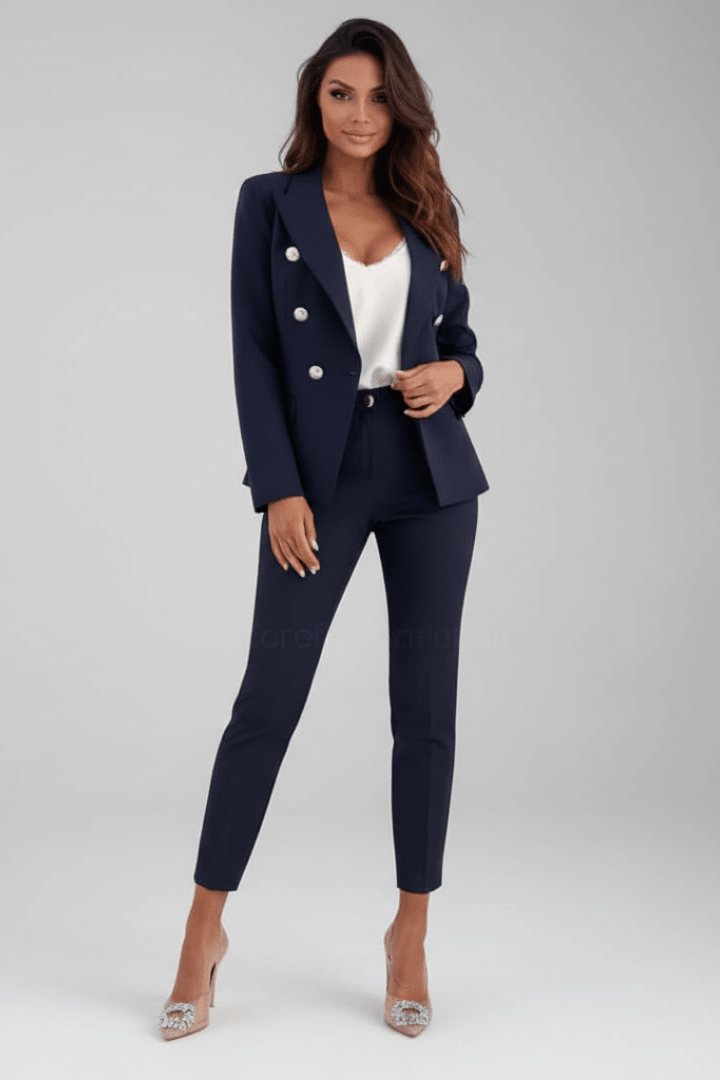 Elske | Tweedelig broekpak voor dames - Marineblauw