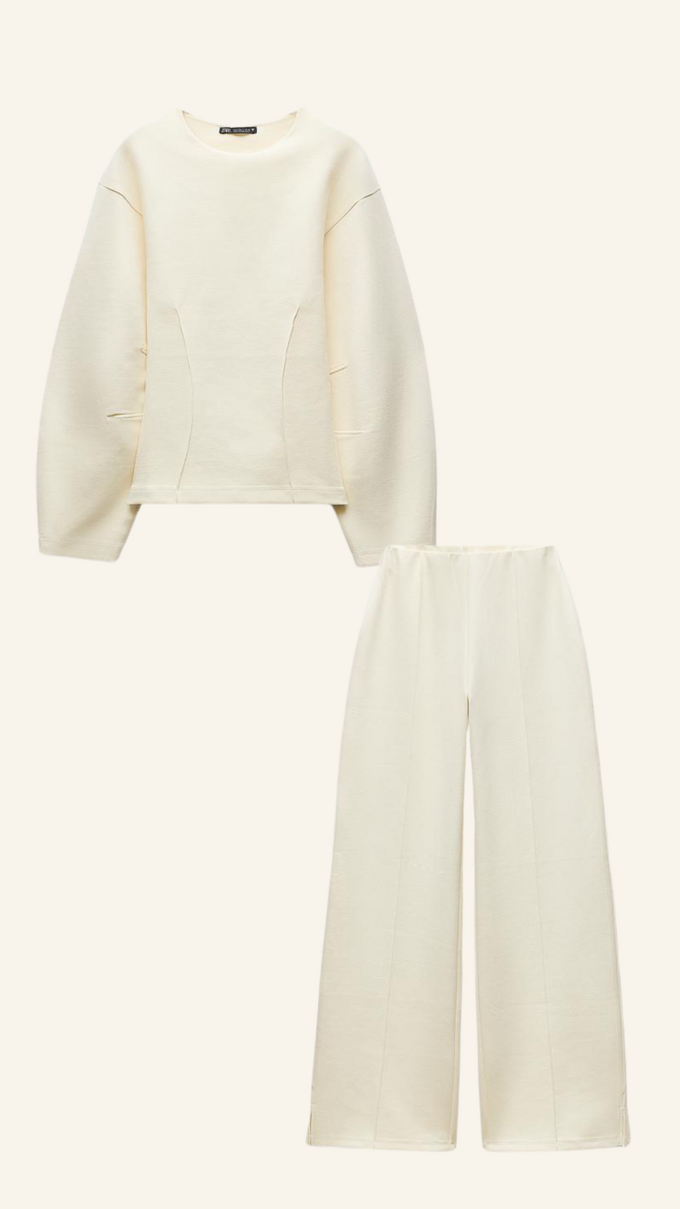 Emma | Tweedelige set met oversized top en wijde broek - Gebroken wit (nog maar 5 op voorraad)