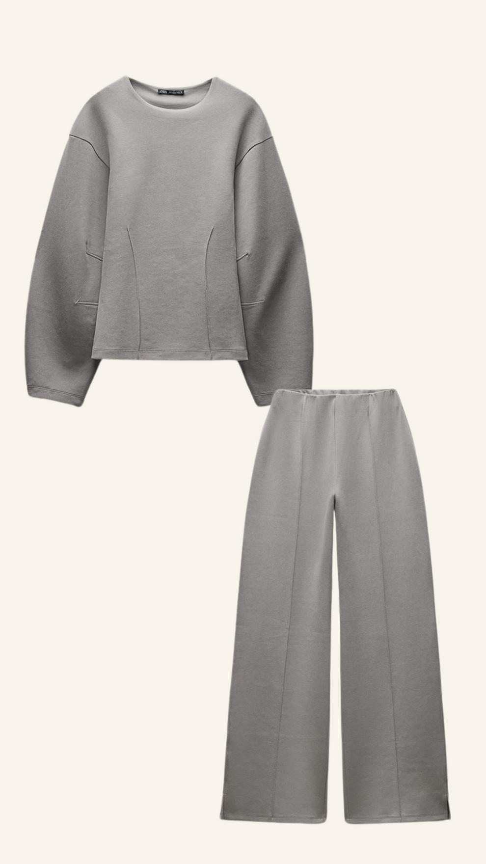 Emma | Tweedelige set met oversized top en wijde broek - Grijs