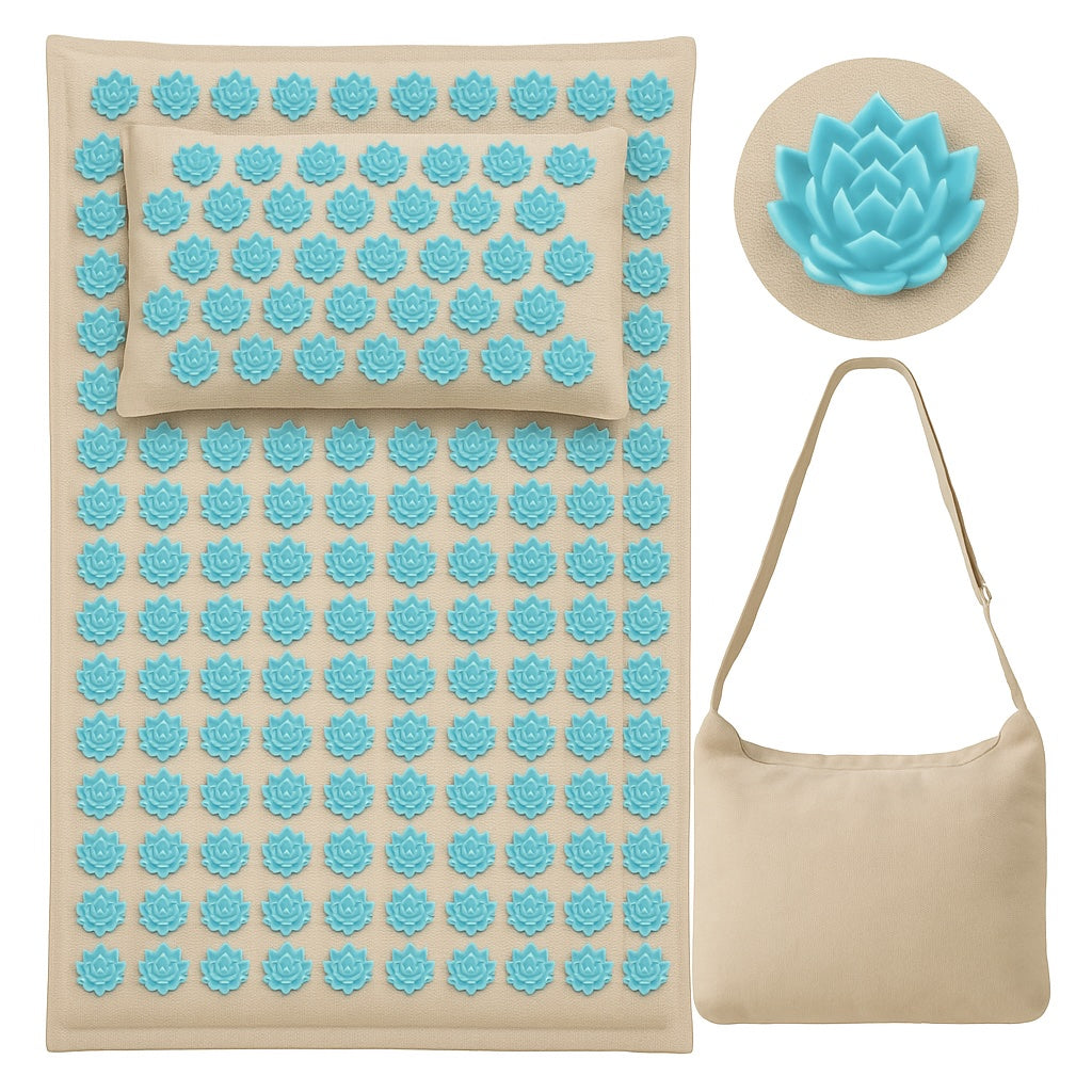 Esmee | Acupressuurmat met kussen en 5500 drukpunten - Turquoise blauw