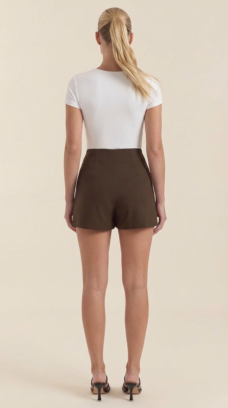 Esmee | Minirok dames met hoge taille - Bruin