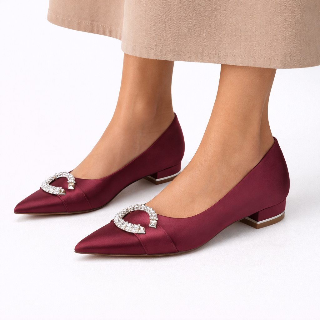 Esmee | Satijnen bruidsschoenen voor dames - Rood tapijt