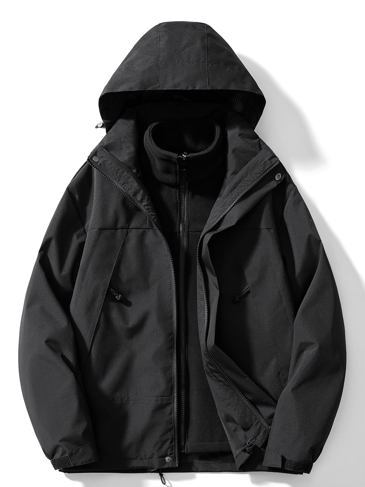 Esmee | Winterjas dames 3-in-1 met fleece en capuchon - Zwart