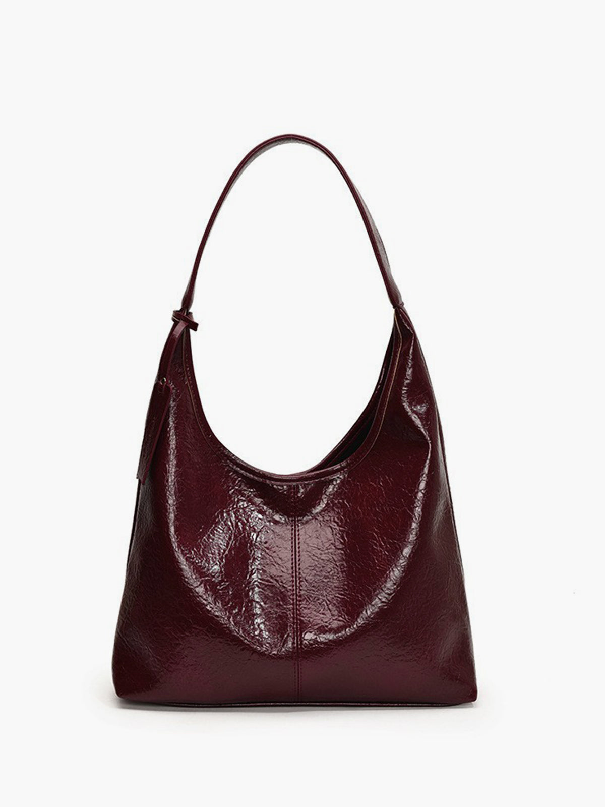 Esther | Hobo tas van glanzend kunstleer - Wijnrood