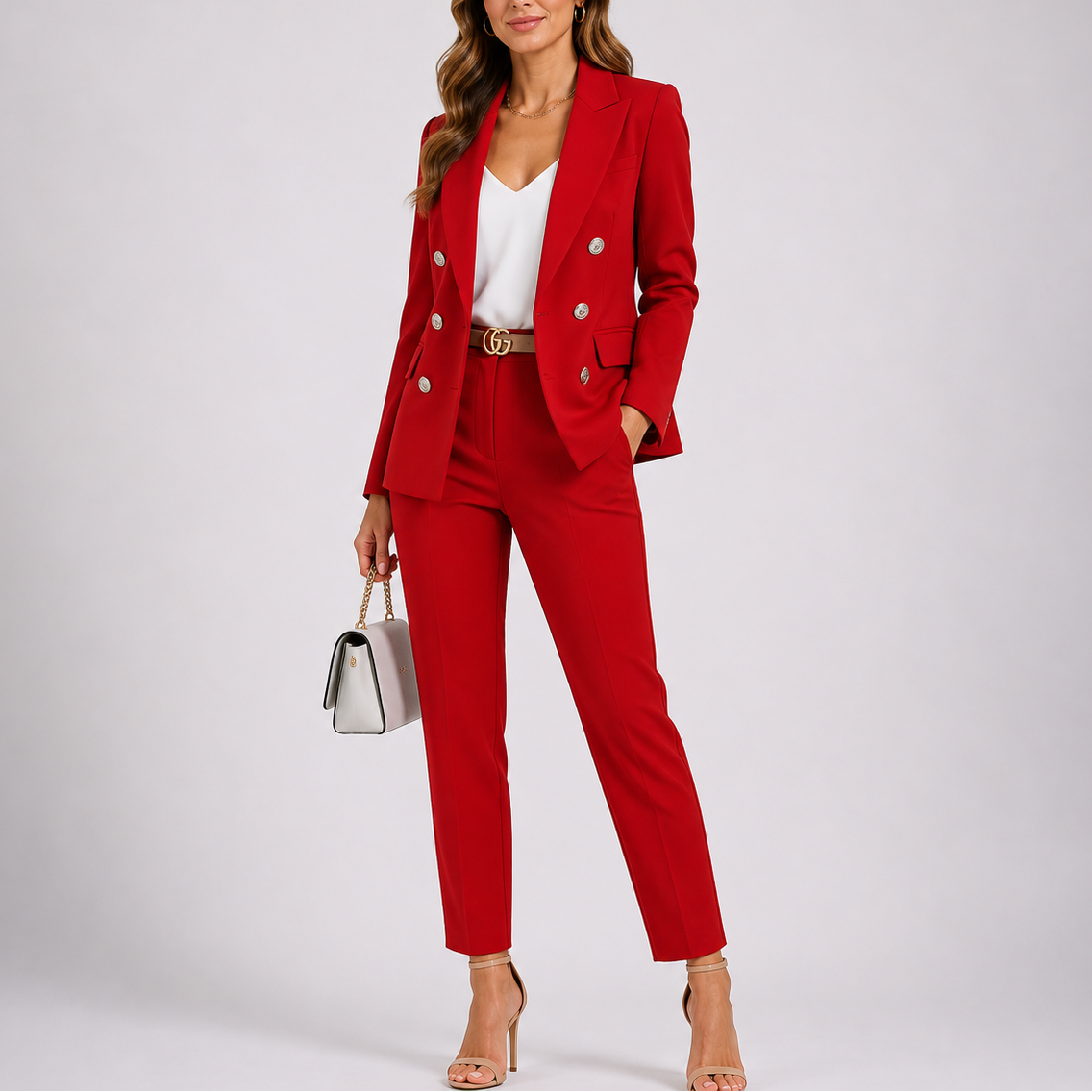 Eva | Getailleerd broekpak voor dames - Rood