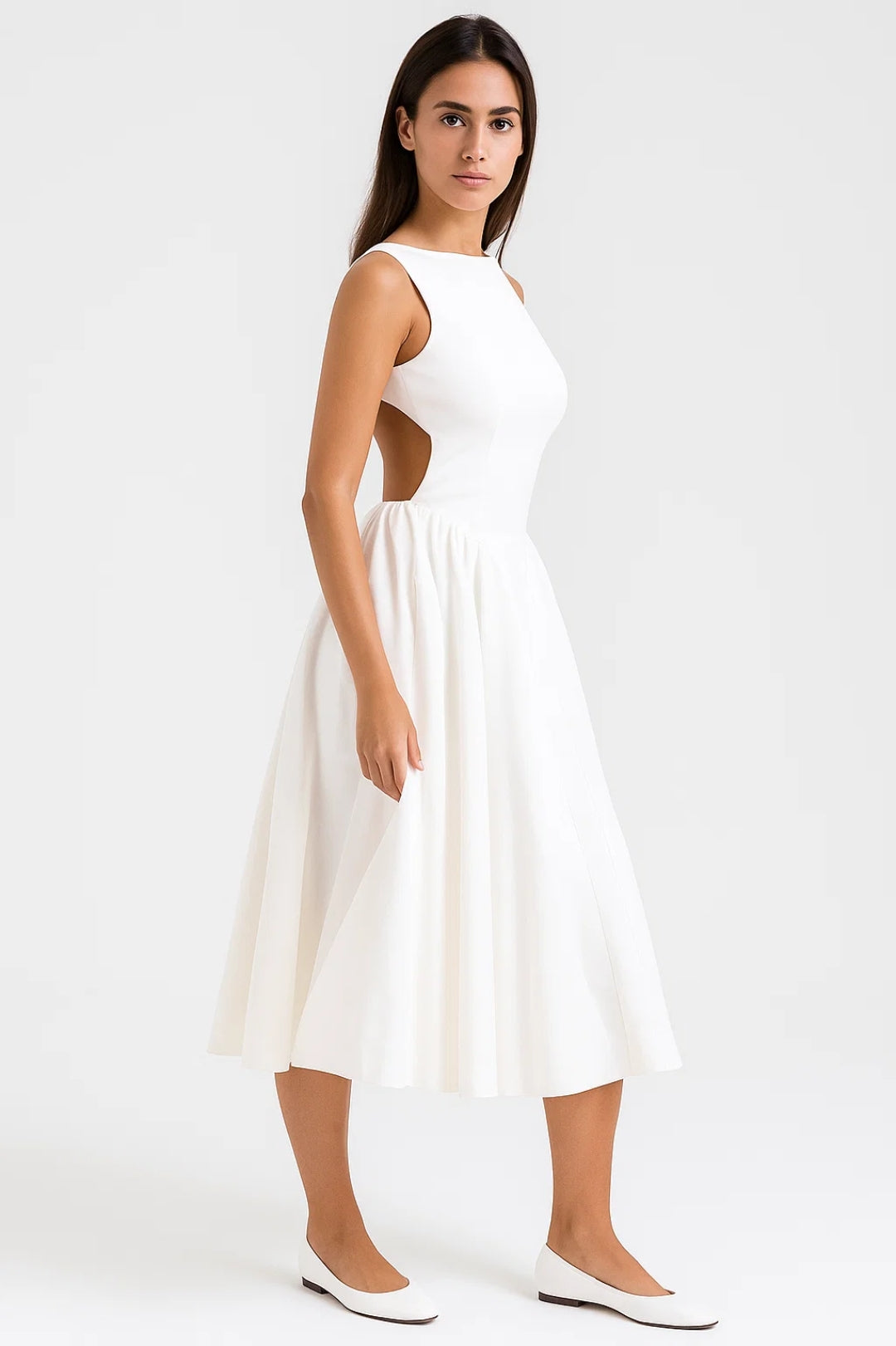 Eva | Midi jurk dames met open rug - view 2