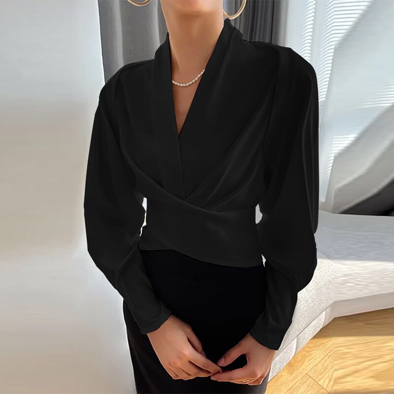 Serilda - Ballonmouw V-hals Blouse