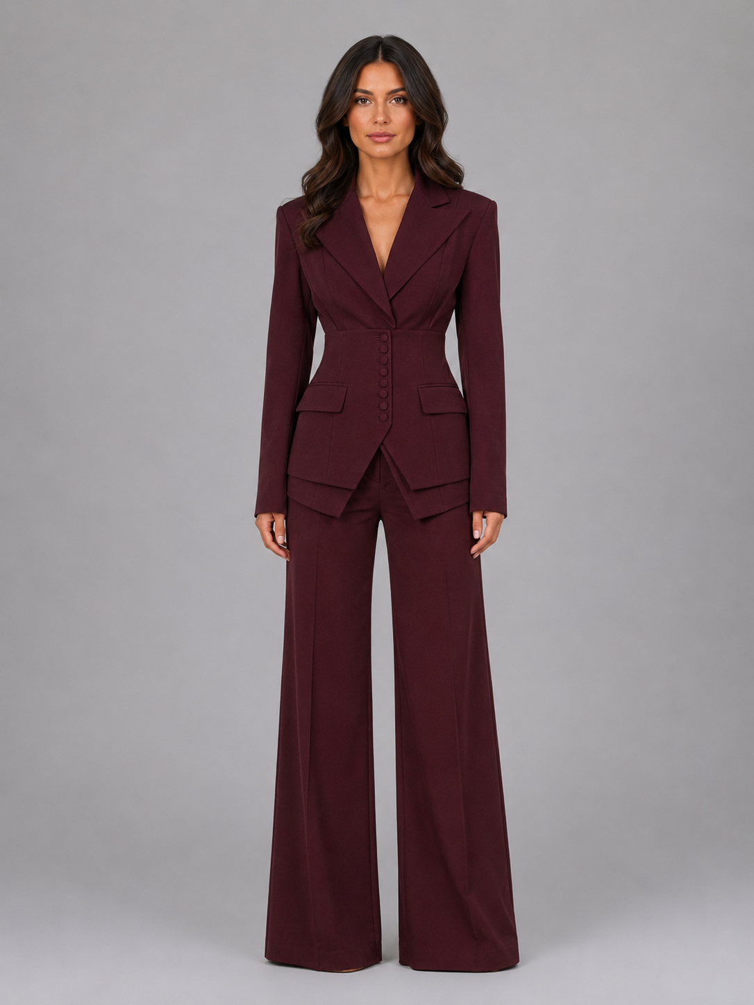 Famke | Getailleerd broekpak voor dames - Bordeaux