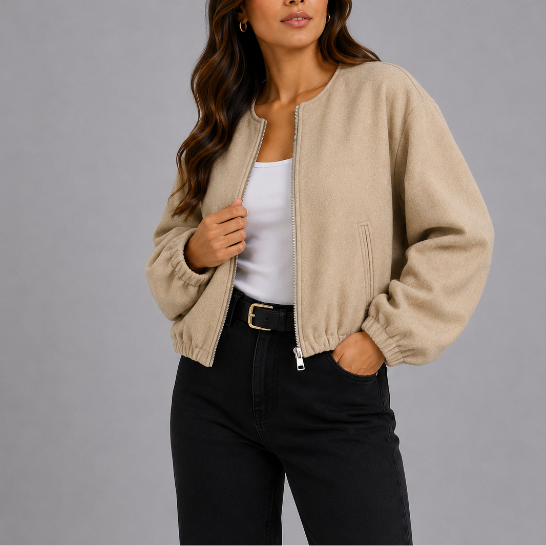 Feline | Lichtgewicht bomberjack voor dames - Beige
