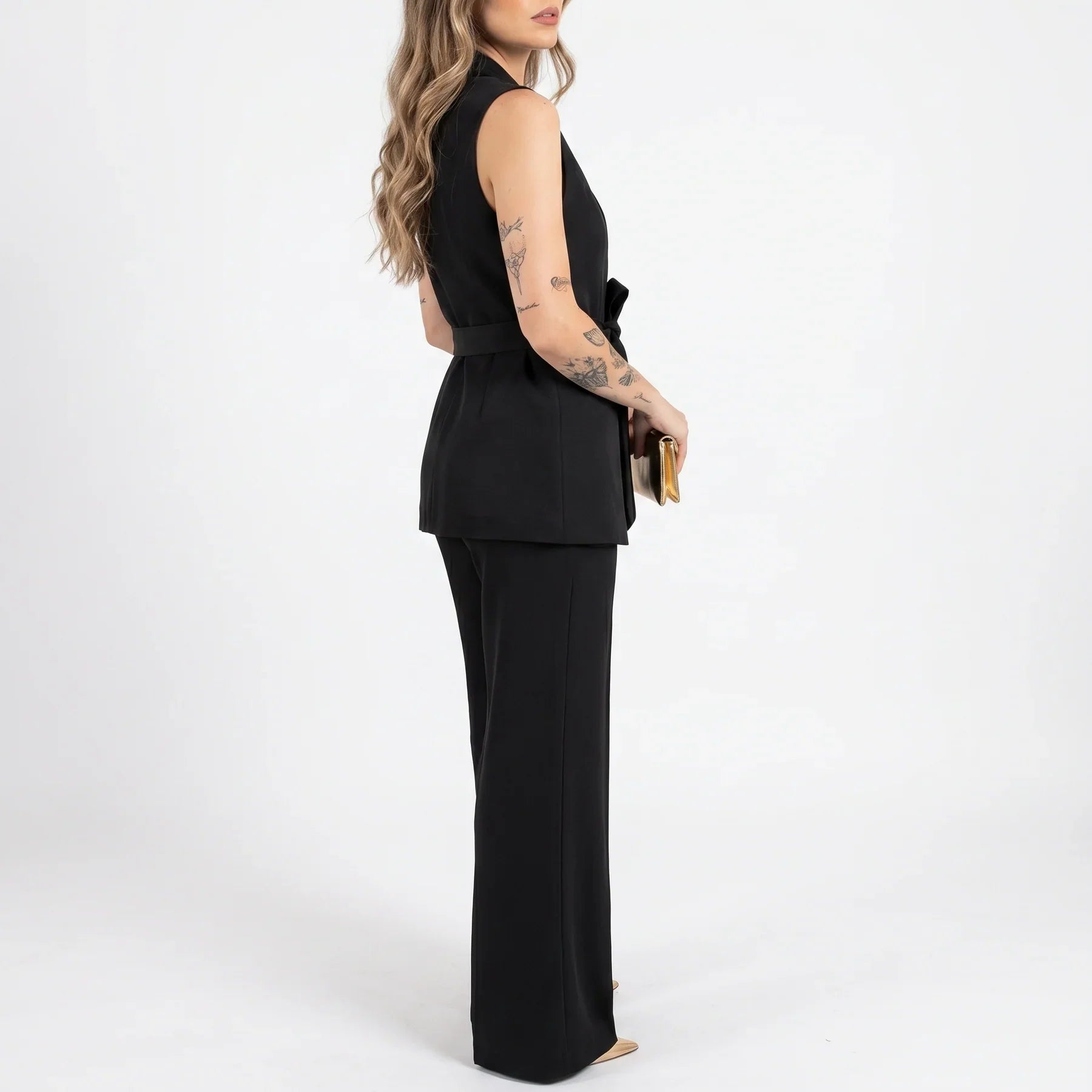 Feline | Mouwloos broekpak voor dames met riem - view 7