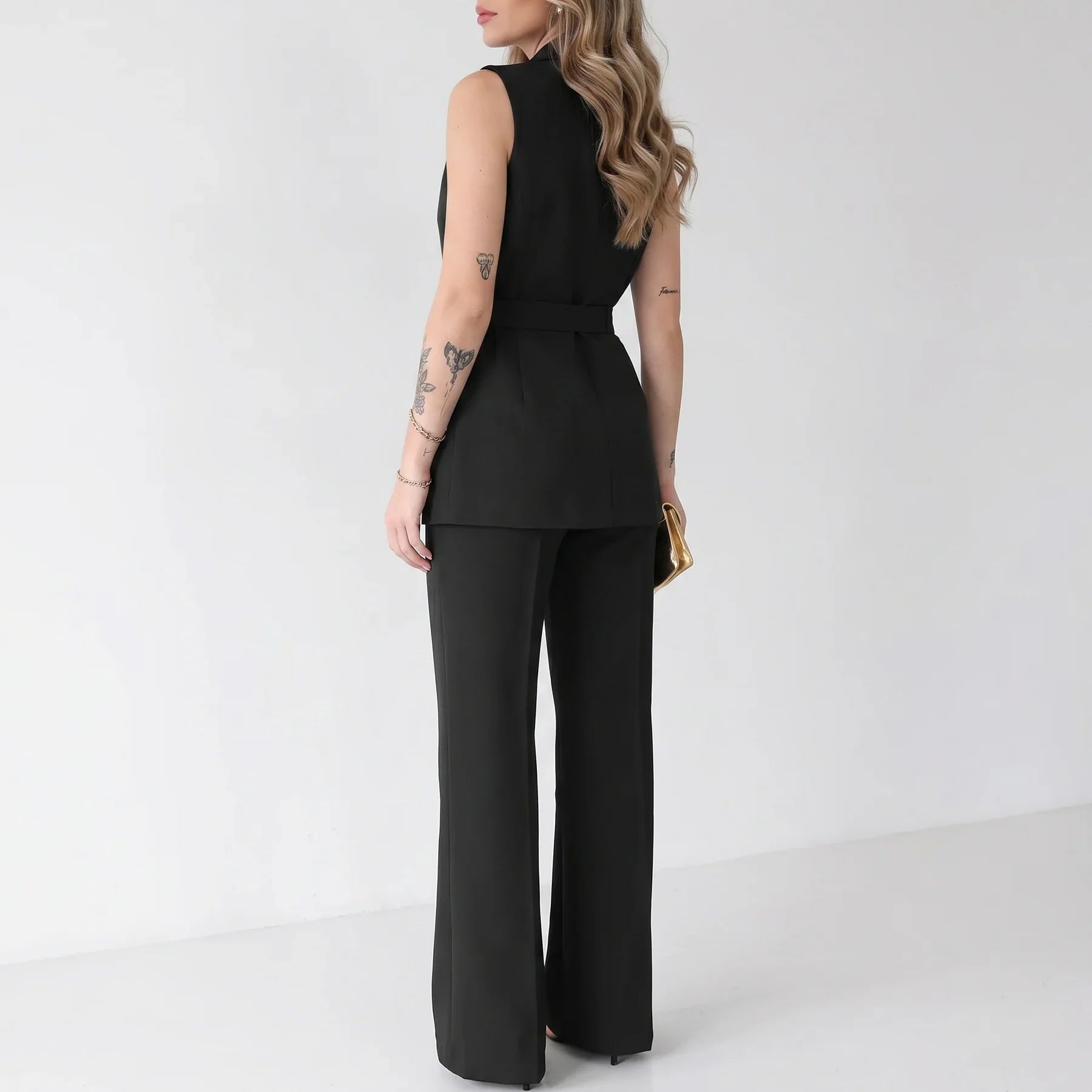 Feline | Mouwloos broekpak voor dames met riem - view 8
