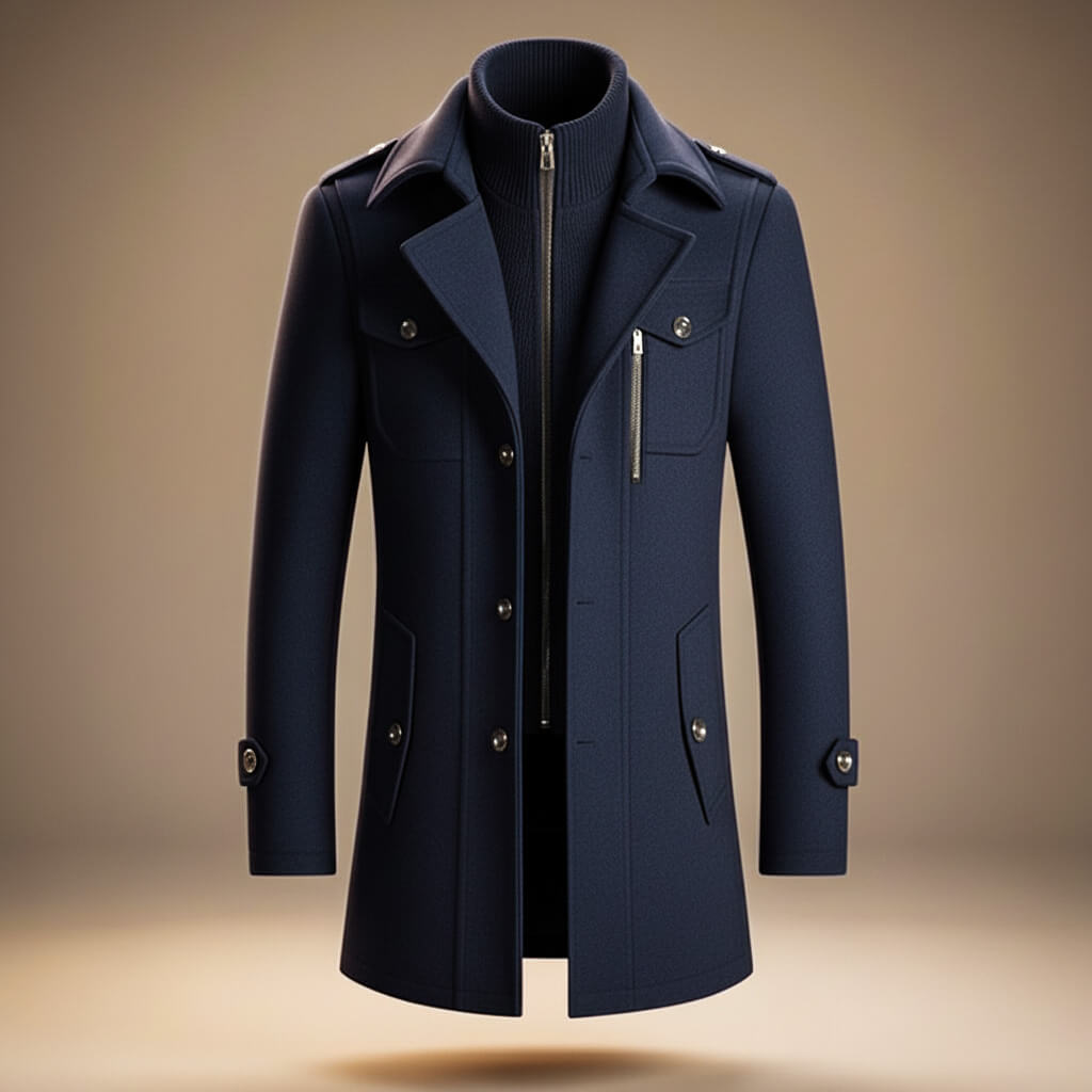 Ferdinand | Wollen jas voor heren - Marineblauw