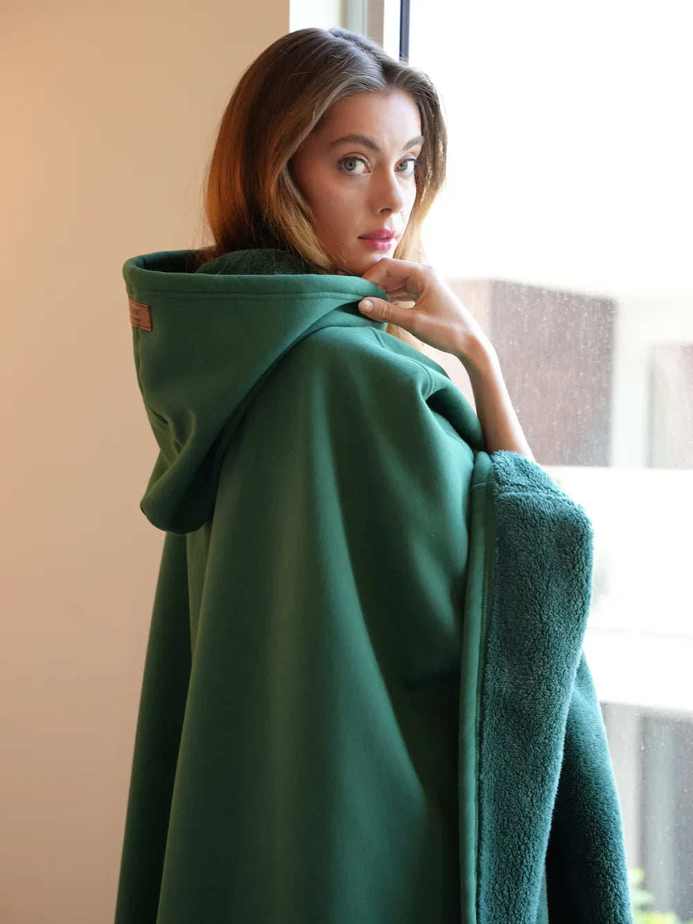 Filip | Oversized hoodie van fleece, groen - foto 8