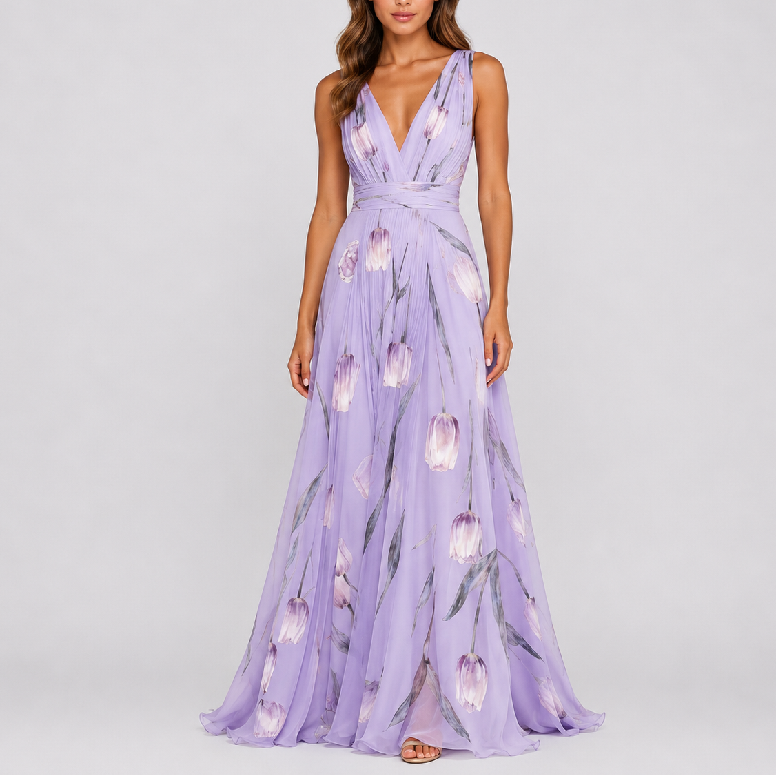 Fleur | Maxi jurk dames met bloemenprint - Paars
