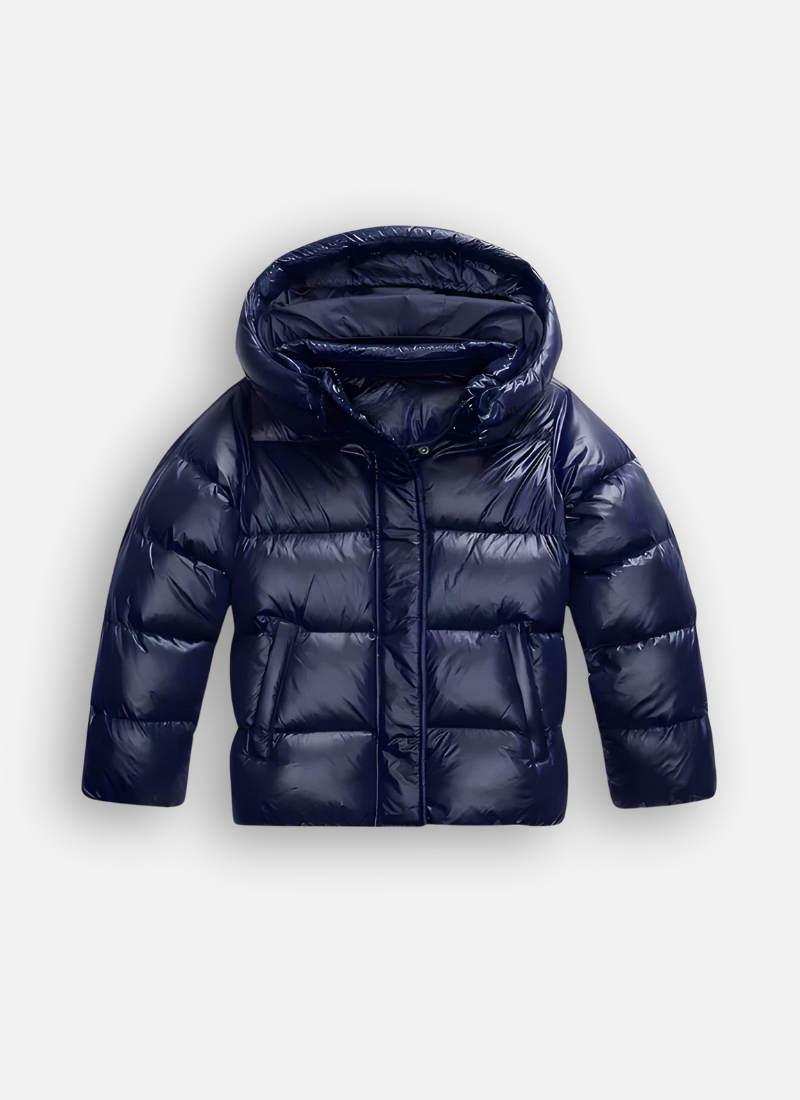 Floor | Gewatteerde puffer jas met capuchon - Blauw