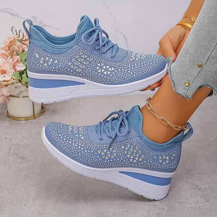 Floortje | Dames sneakers met sleehak - Blauw