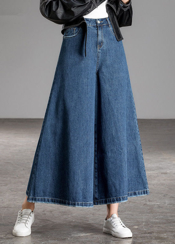Floortje | Wijde denim broek met hoge taille voor dames - Donkerblauw