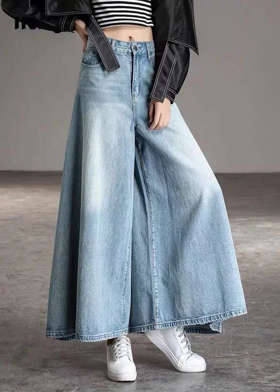 Floortje | Wijde denim broek met hoge taille voor dames - Lichtblauw