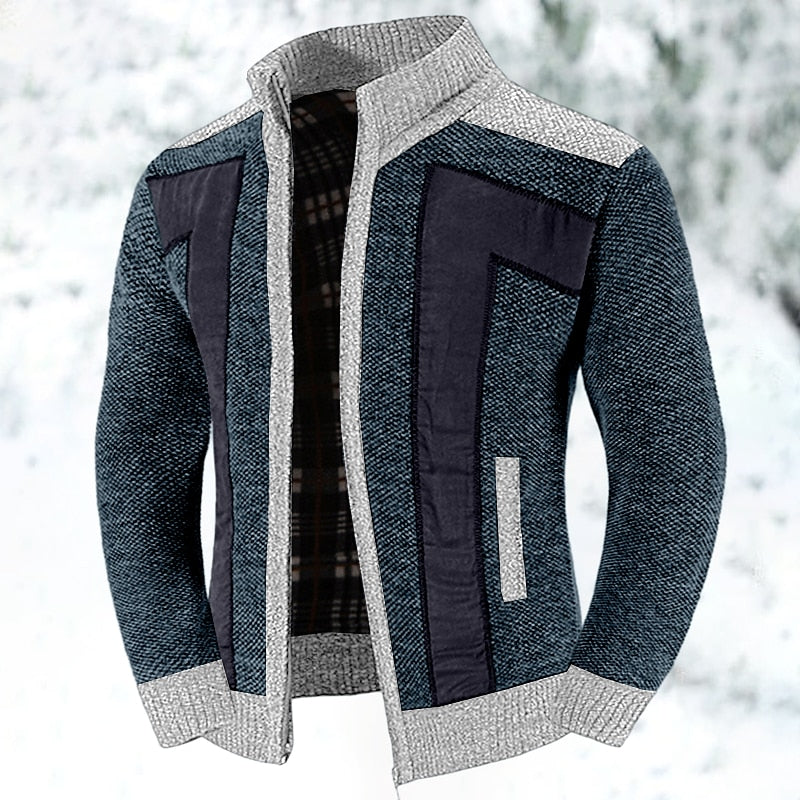 Floris | Gebreid herenvest met rits - Marine