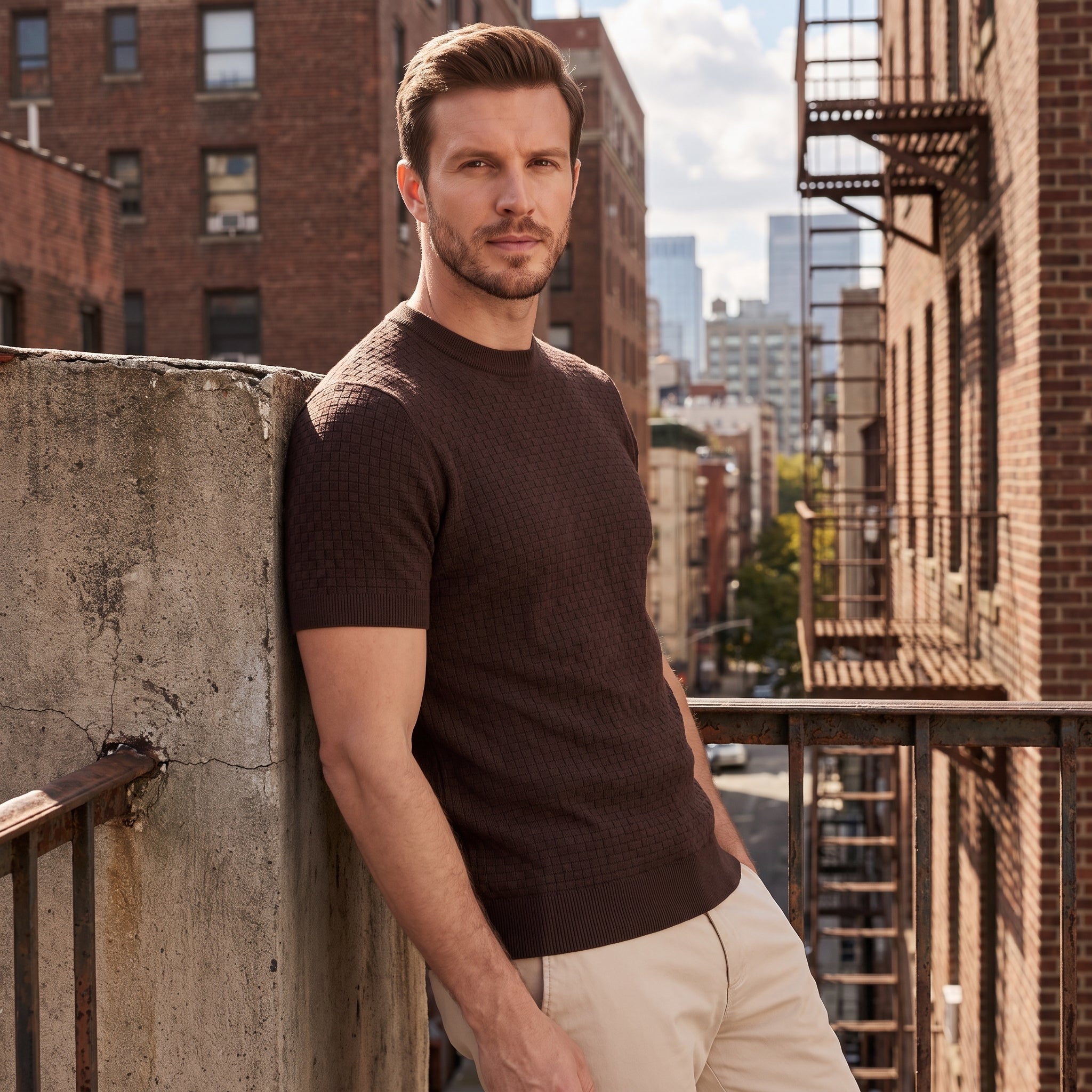 Floris | Gebreid t-shirt voor heren, korte mouw - view 24