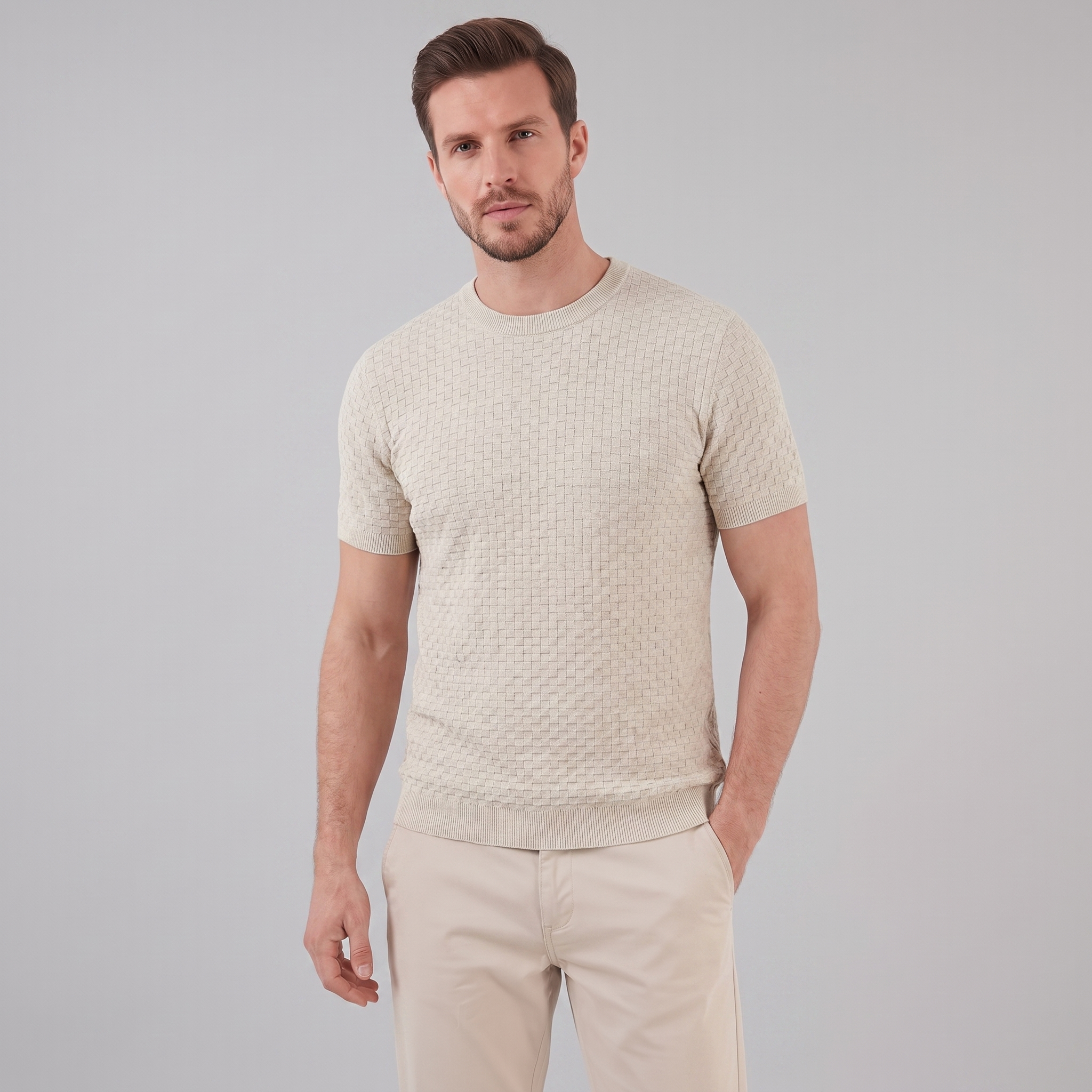 Floris | Gebreid t-shirt voor heren, korte mouw - view 6