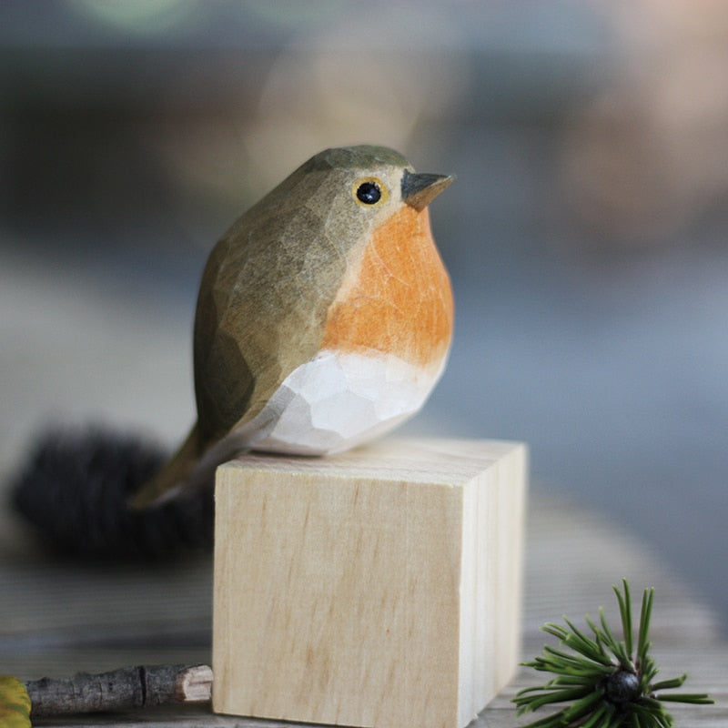 Frans | Houten vogelbeeldje, handgesneden - Een