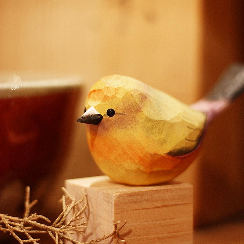 Frans | Houten vogelbeeldje, handgesneden - H