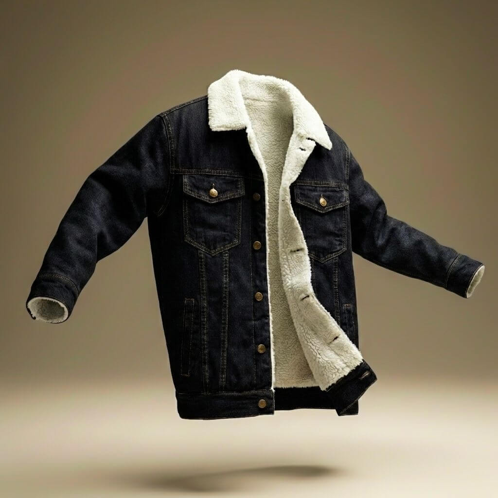 Freek | Denim jas met teddy voering voor heren - Onyxzwart
