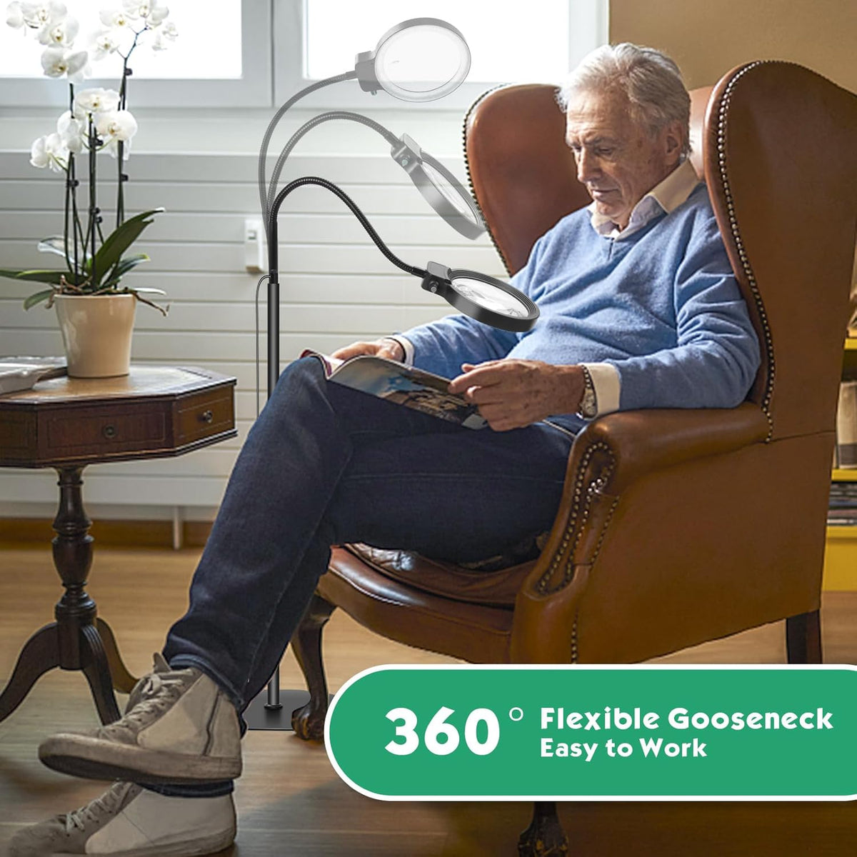 Freek | Vergrootglas met LED-verlichting op standaard - view 4