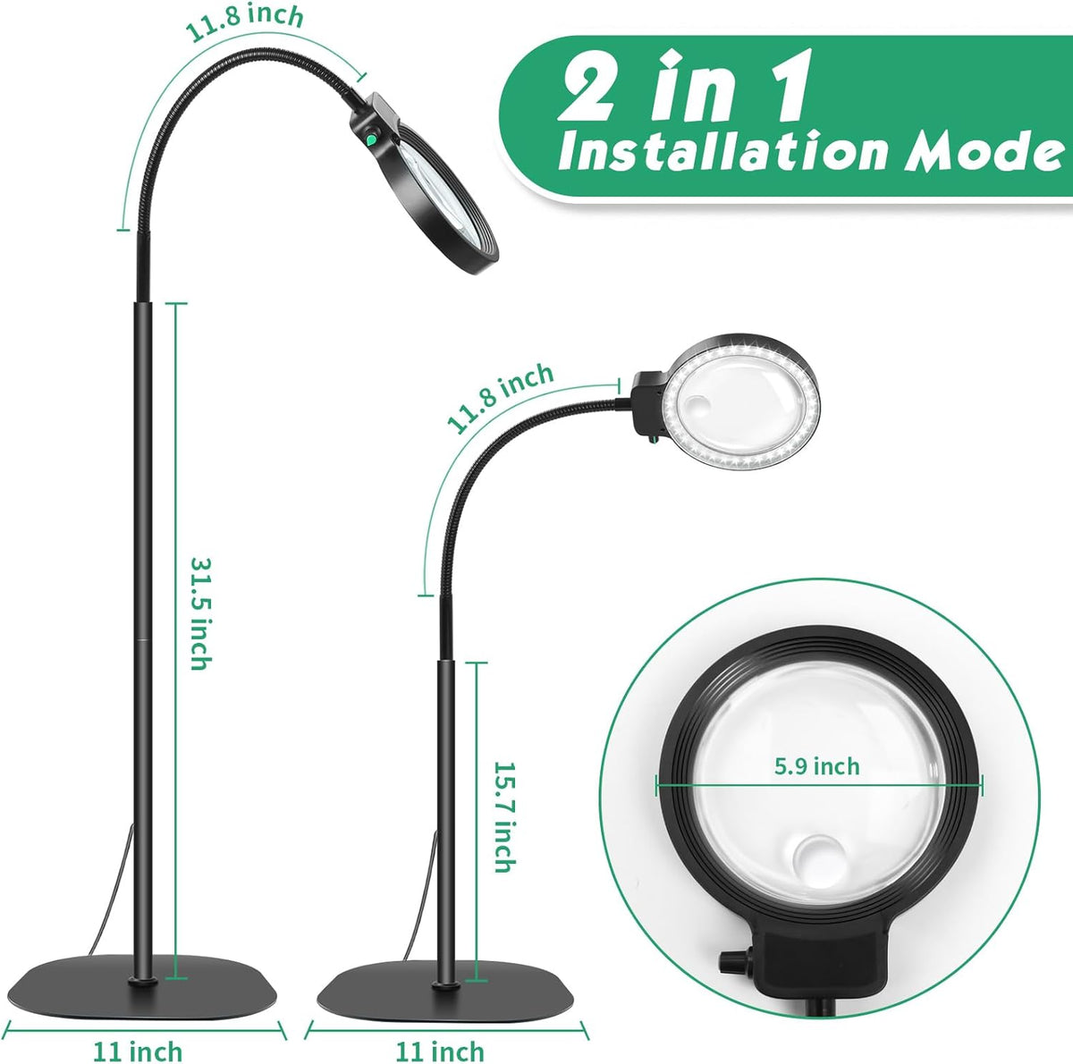 Freek | Vergrootglas met LED-verlichting op standaard - view 6