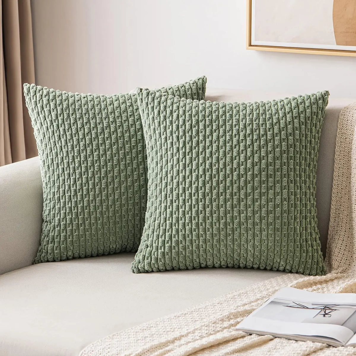 Gerrit | Boho sierkussenhoes van ribfluweel - Groen