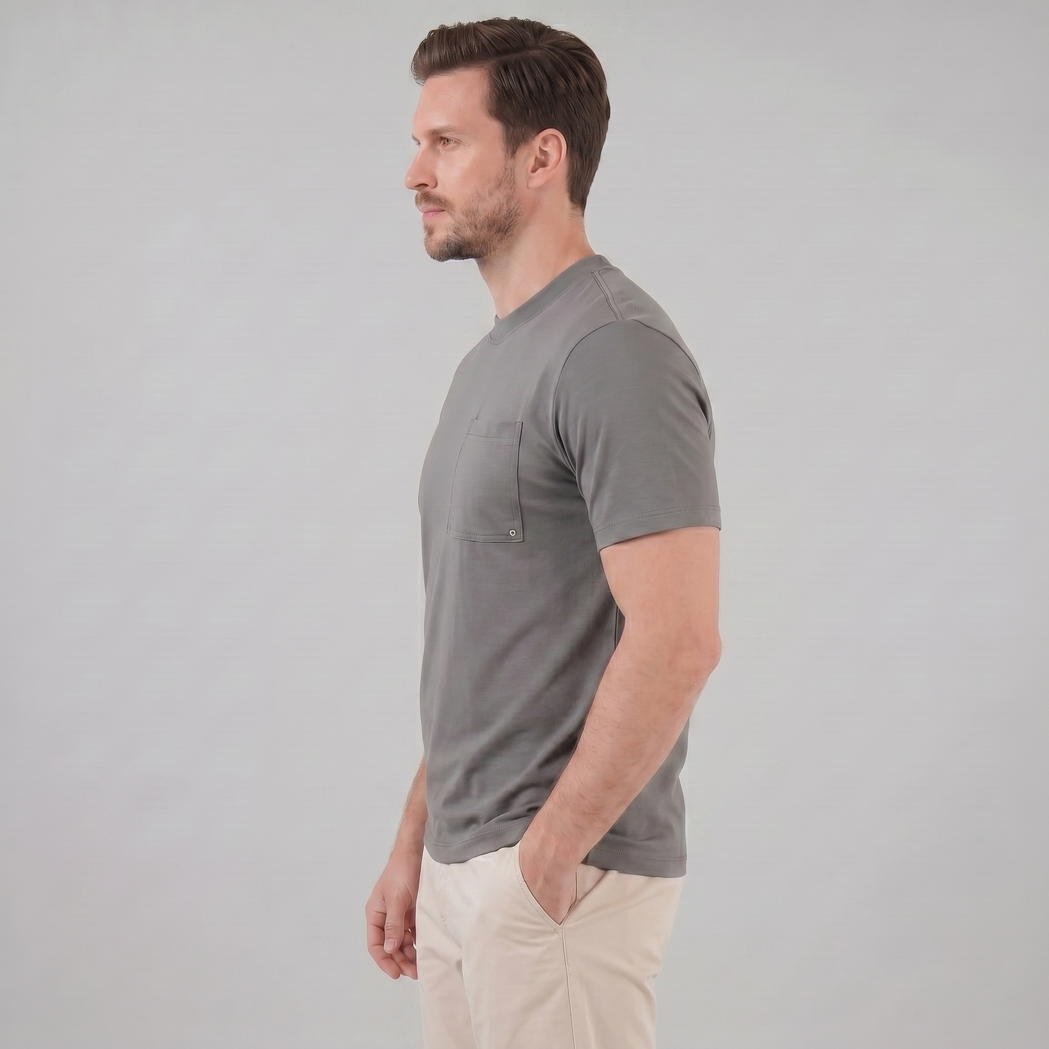 Gijs | T-shirt heren relaxed fit met borstzak - view 15
