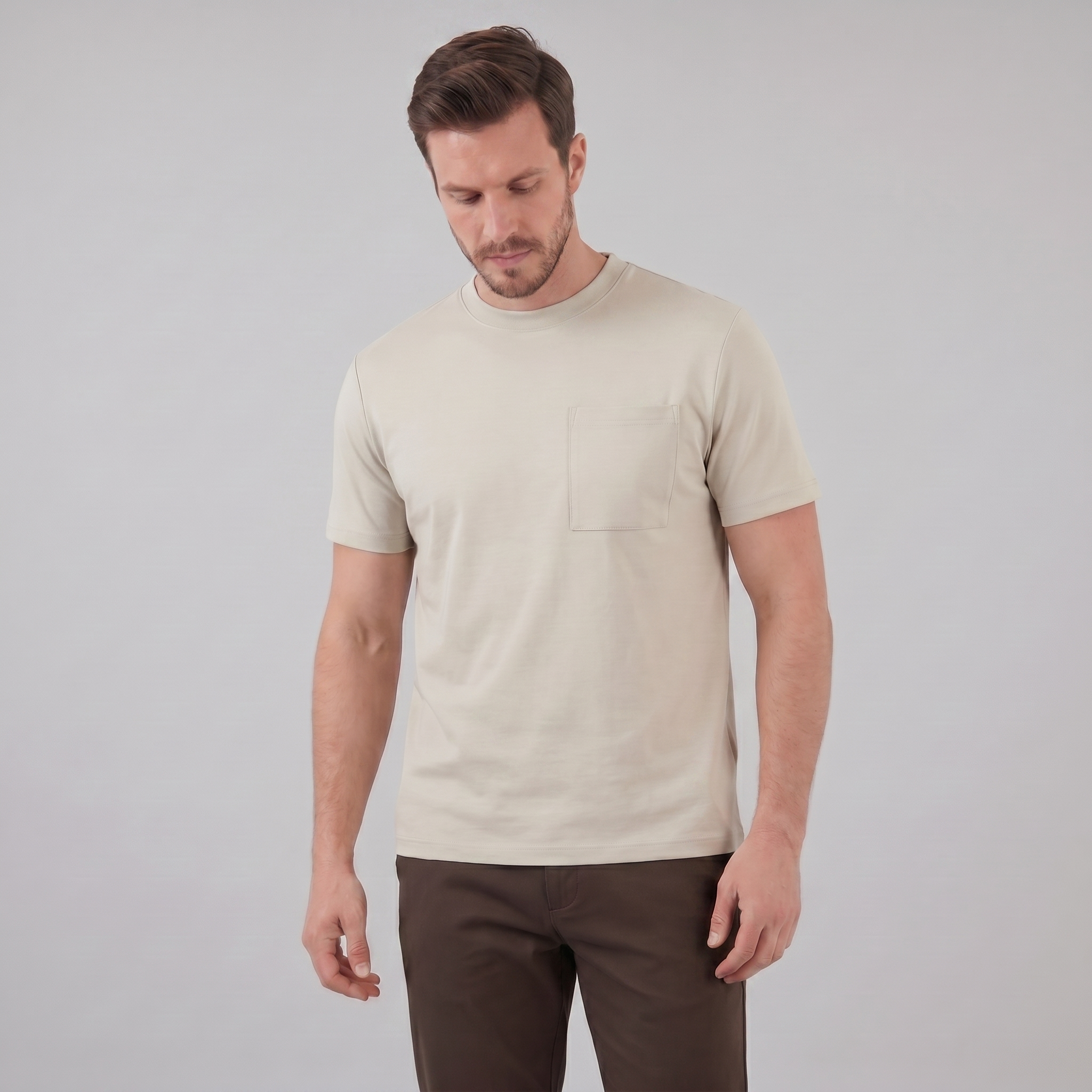 Gijs | T-shirt heren relaxed fit met borstzak - Lichtgroen