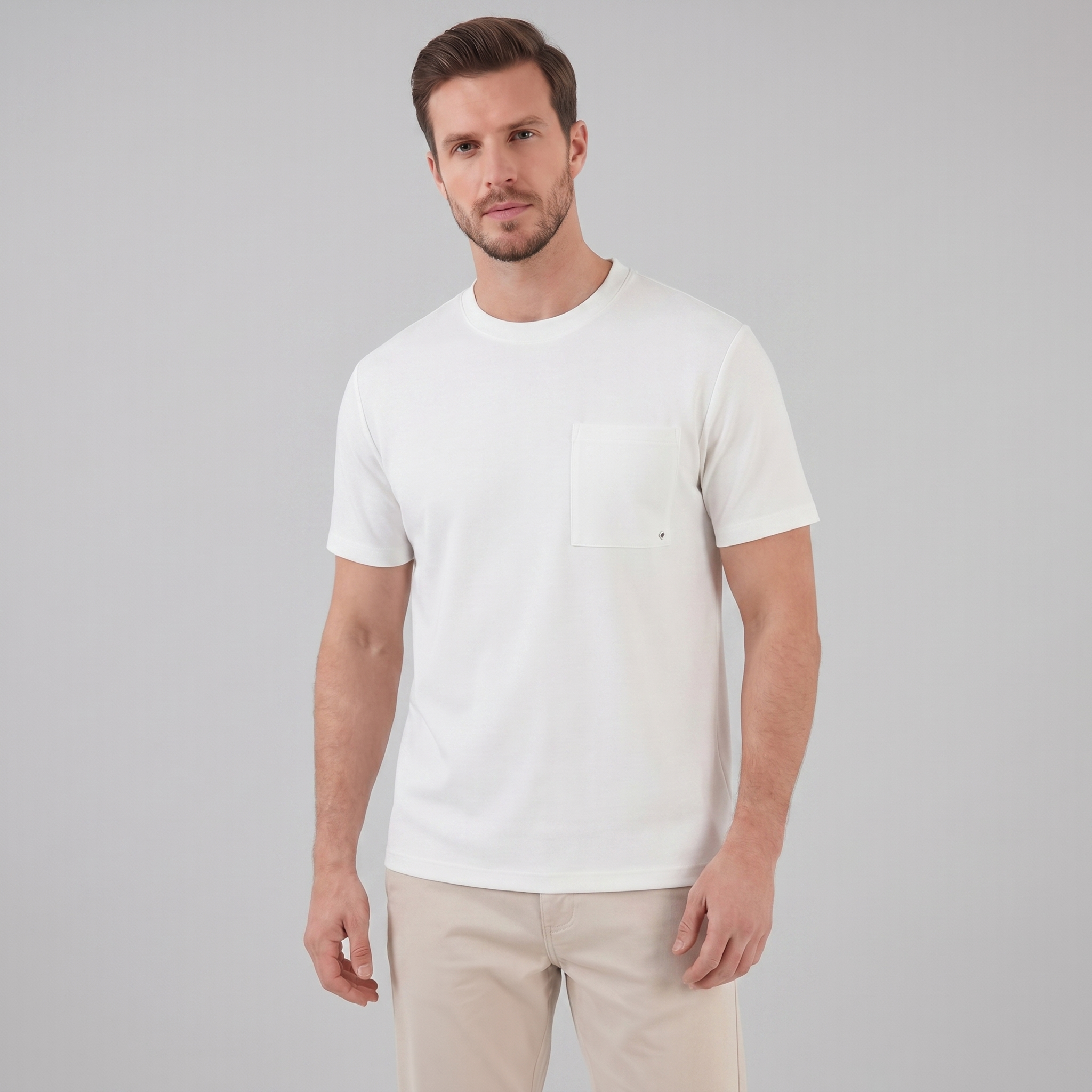 Gijs | T-shirt heren relaxed fit met borstzak - Wit