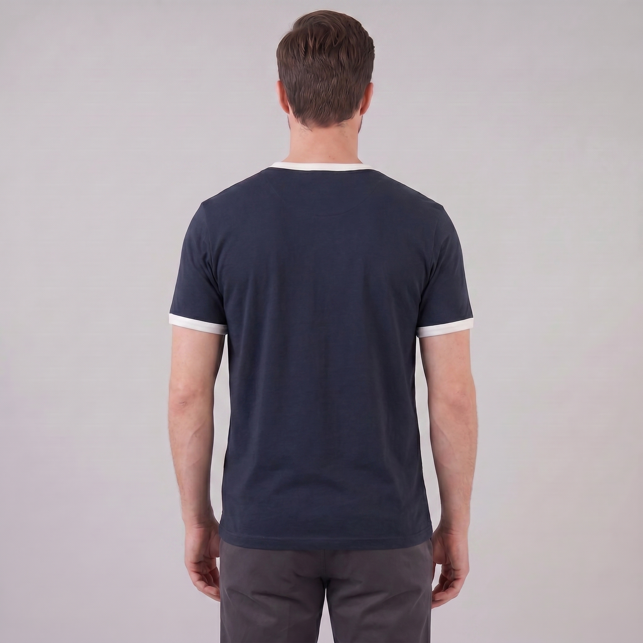 Guus | Heren t-shirt met contrastbies en ronde hals - view 5