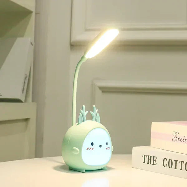 Harm | Kinderleeslamp met USB nachtlampje - Blauwe herten