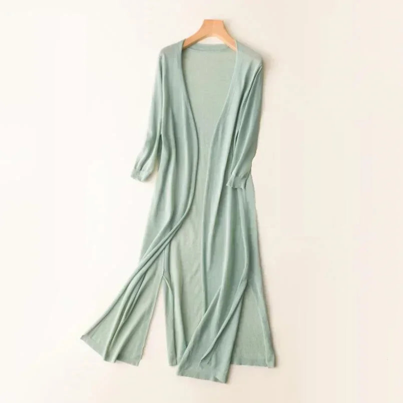 Heleen | Licht lang vest voor dames - Groen