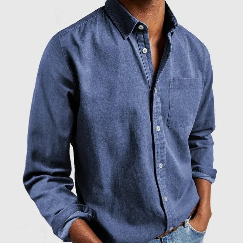 Henk | Casual overhemd voor heren met lange mouw - Blauw