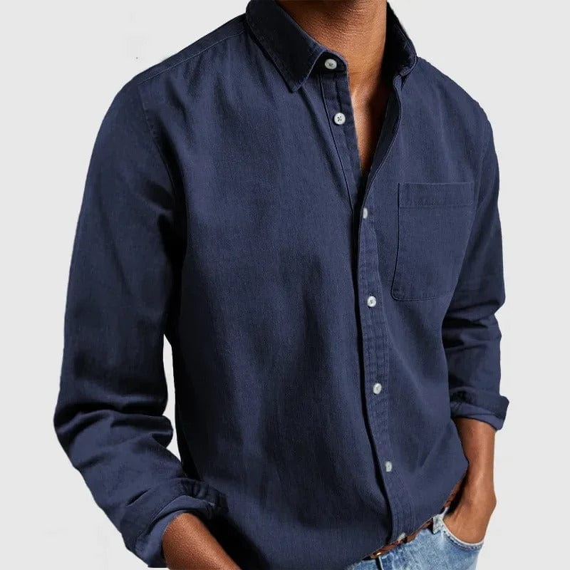 Henk | Casual overhemd voor heren met lange mouw - Marineblauw