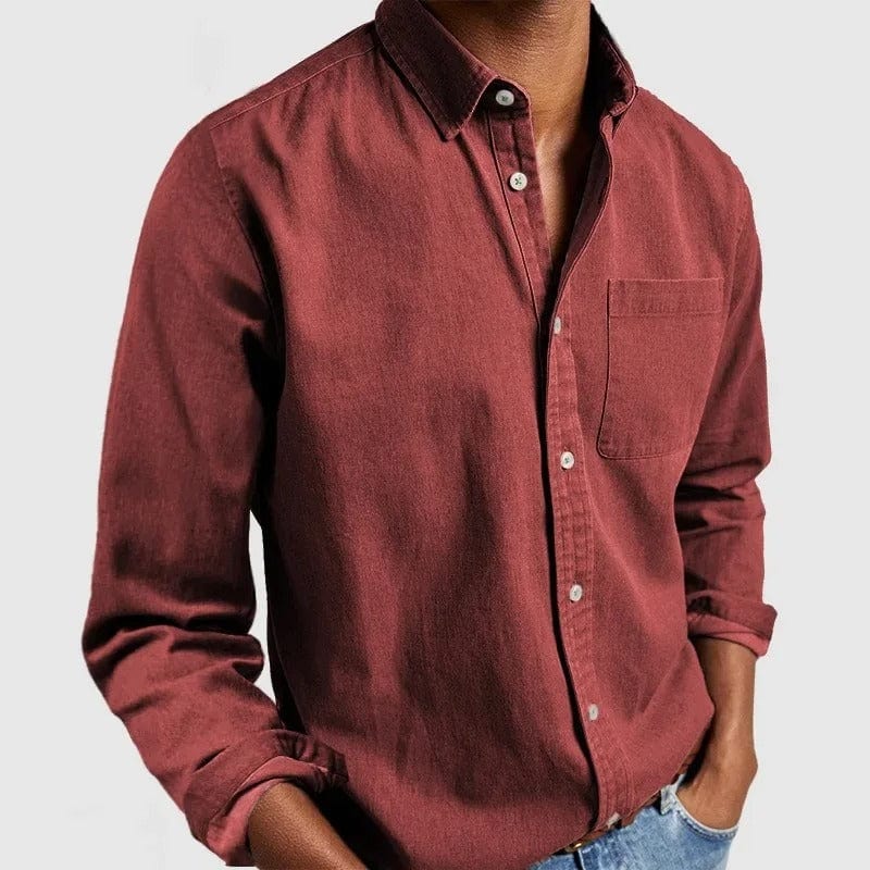 Henk | Casual overhemd voor heren met lange mouw - Rood