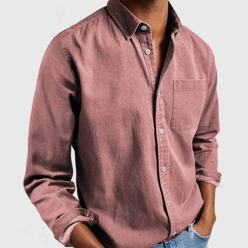 Henk | Casual overhemd voor heren met lange mouw - Roze