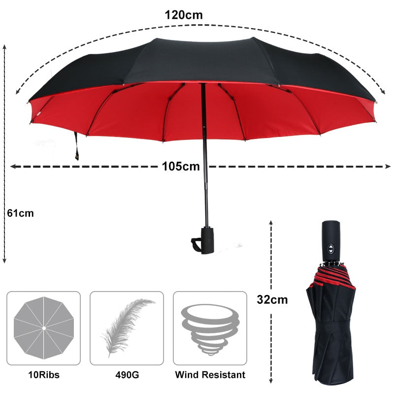 Henk | Windbestendige stormparaplu, automatisch opvouwbaar - view 6