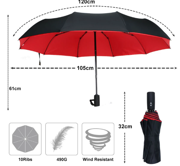 Henk | Windbestendige stormparaplu, automatisch opvouwbaar - view 9