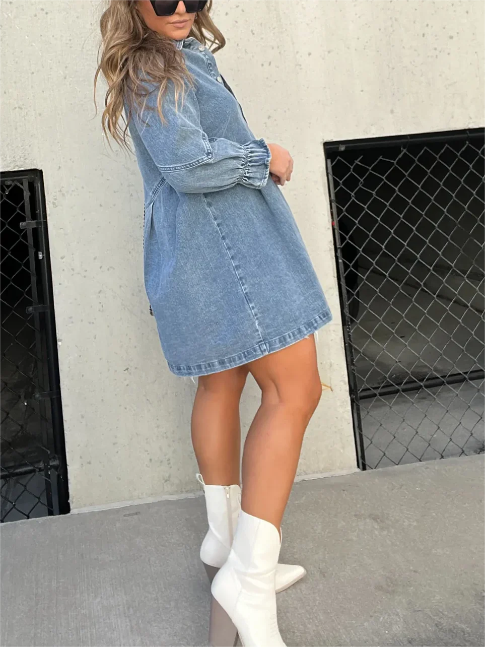 Michelle - Trendy en Stijlvolle Denim Jurk met Knoopsluiting voor Dames