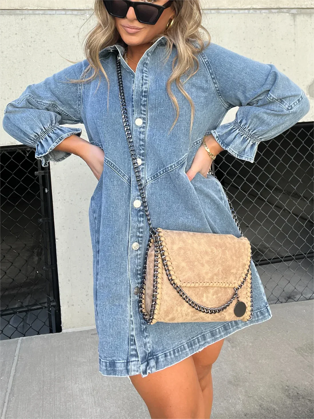 Michelle - Trendy en Stijlvolle Denim Jurk met Knoopsluiting voor Dames