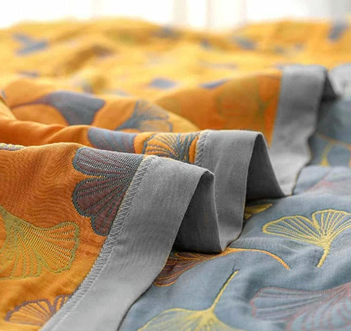 Omkeerbare Ginkgo Leaf Quilt deken - Stijlvolle Lichtgewicht Home Deken