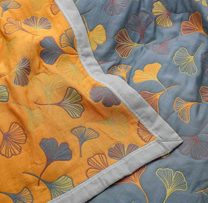 Omkeerbare Ginkgo Leaf Quilt deken - Stijlvolle Lichtgewicht Home Deken