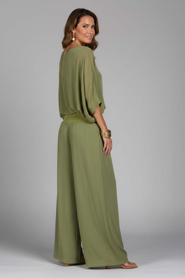 Ineke | Tweedelige set dames met wijde broek - view 9