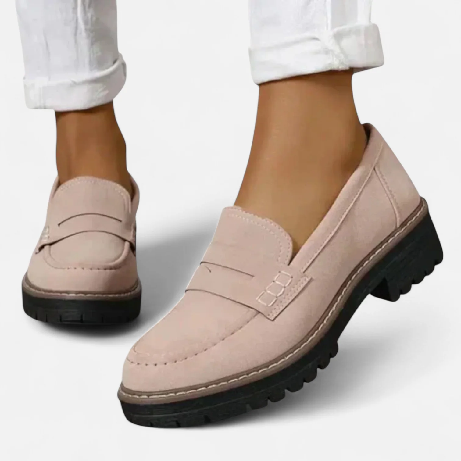 Ingrid | Loafers voor dames met blokhak - Khaki
