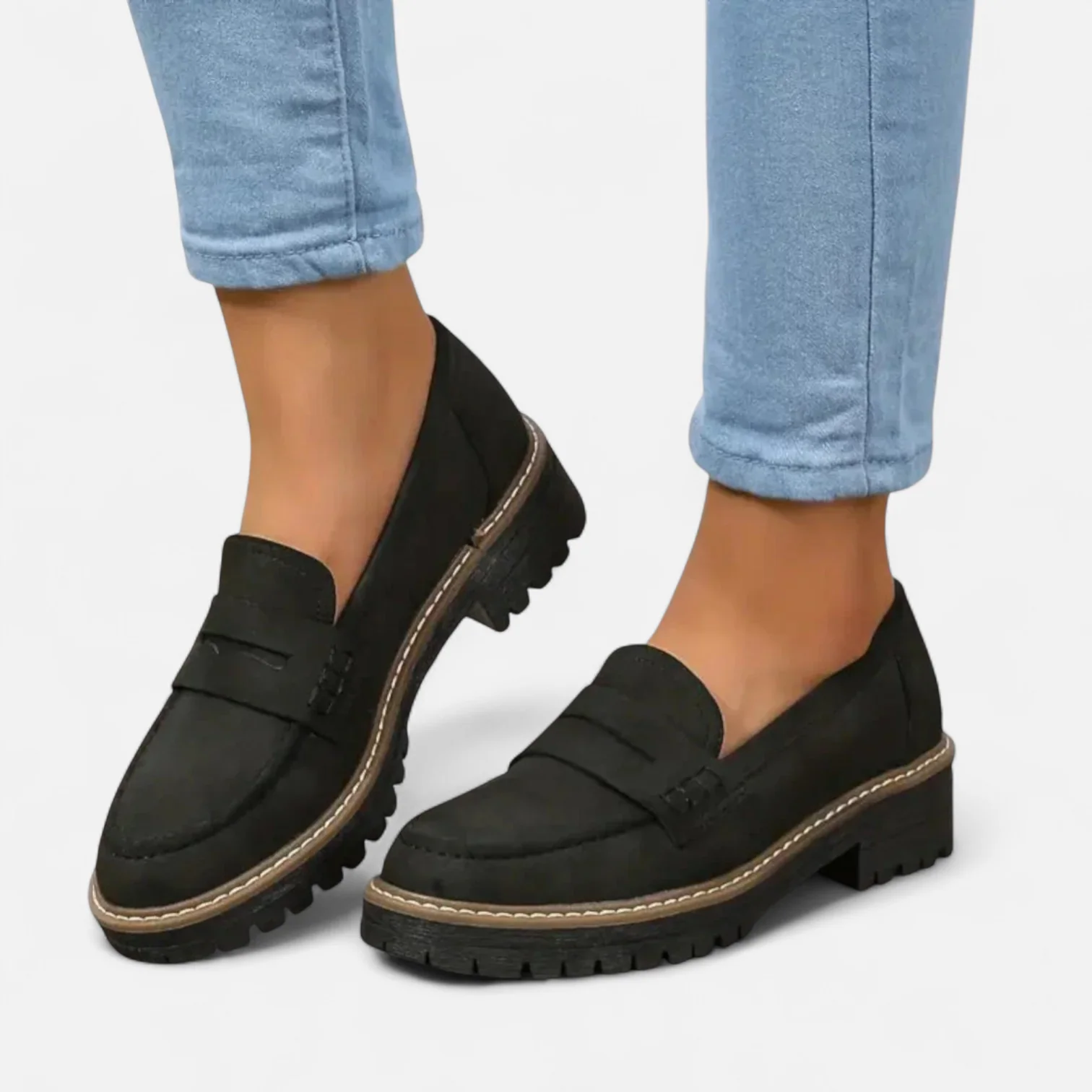 Ingrid | Loafers voor dames met blokhak - Zwart